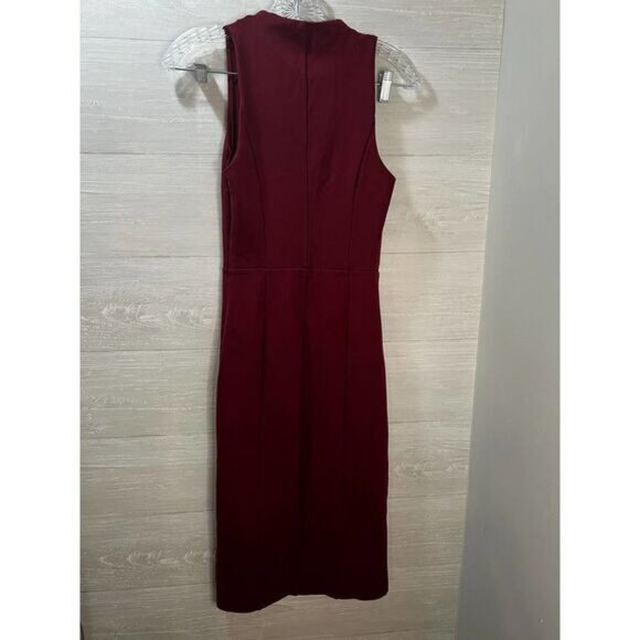 A/X‎ Armani Exchange Sleeveless Burgundy Midi Dress With Slit XS - Picture 3 of 4